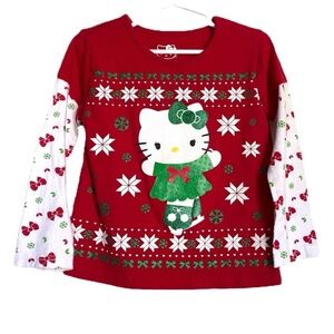Sanrio Hello Kitty Christmas Graphic Shirt Red White Green Girl’s 4T